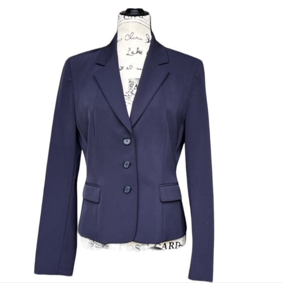 TAHARI CLASSIC FITTED BLUE TAILORED BLAZER SIZE 10 - Picture 1 of 14